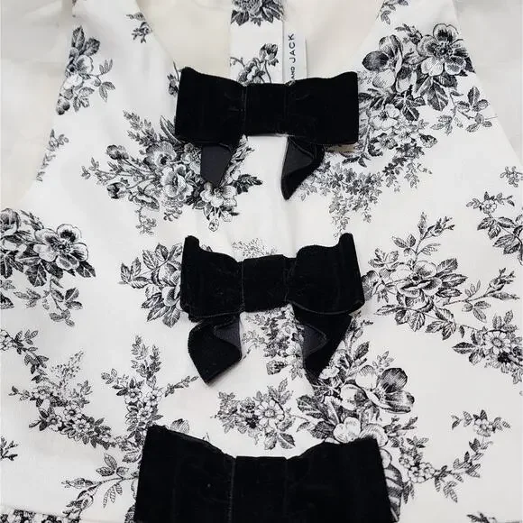 Janie and Jack Cream and Sugar Floral Toile Bow Dress - Picture 4 of 8